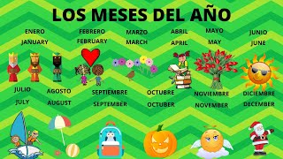 LOS MESES DEL AÑO EN INGLES Y ESPAÑOL PARA NIÑOS VOCABULARIO EN INGLES Y ESPAÑOL PARA NIÑOS [upl. by Antons417]