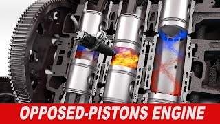 Opposed Piston Diesel Engine explained  A comprehensive animation [upl. by Gravante279]