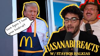 Hasan Reacts Trump cosplays poor people W Stavros Halkias [upl. by Prent]