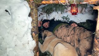 Building a Survival Shelter in Deep Snow  Winter Bushcraft Camp [upl. by Marmion]