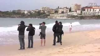 Shirtless Hugh Jackman Swims in Bondi [upl. by Othe533]