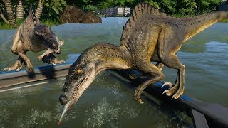 Jurassic World Evolution  2 Spinoraptor amp 2 Baryonyx Breakout amp Fight 1080p 60FPS [upl. by Cousins]