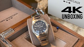 4K Review amp Unboxing GirardPerregaux Laureato 42mm blue dial 810101143111A [upl. by Terraj]