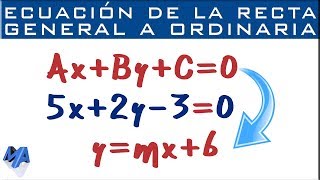 Pasar de la ecuación General Fundamental a la Ordinaria pendienteordenada [upl. by Bremer]