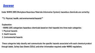 Under WHMIS 2015 hazardous chemicals are sorted by [upl. by Fontana]