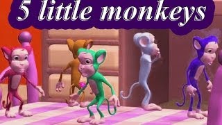 Five little monkeys Jumping on the bed  Nursery rhyme for children With Lyrics [upl. by Nessie]