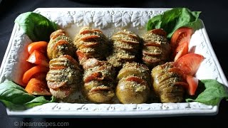 Slow Cooker Cheesy Hasselback Potatoes with Pepperoni  I Heart Recipes [upl. by Jentoft316]