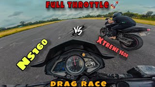 Xtreme 160r vs Pulsar ns160  Full throttle drag race 🚀 [upl. by Lucky649]