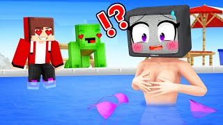 Loser TV WOMAN LOST her SWIMSUIT in JJ and Mikeys POOL in Minecraft  Maizen [upl. by Sturdivant]