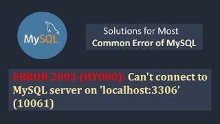 Cant connect to MySQL server on localhost3306 10061  SQL Tutorial for Beginners in Hindi [upl. by Yme]