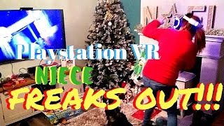 Playstation VR My Niece Freaking Out on Shark Attack [upl. by Sewel650]