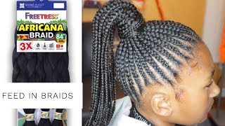 Africana Braid  Feed In Ponytail  SNGHAIR [upl. by Marcelo45]