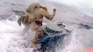 WILD RIDE Coast Guard jumps on fleeing narcosub in Pacific Ocean [upl. by Sheryle]