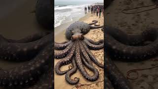 Beachgoers meet giant octopus 🐙🏖️ UnexpectedEncounter MarineLife BeachDay [upl. by Eidnew]