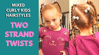 Little Girl Twist Hairstyles  2 Strand Twist Natural Curly Hair  Easy Hairstyles for Mixed Kids [upl. by Akiem819]