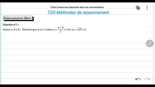 TD5 Méthodes de raisonnement Raisonnement direct  Ex1 [upl. by Patt]