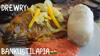 TASTIEST GHANA GRILLED TILAPIA AND BANKU FULL RECIPE [upl. by Gonnella]