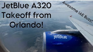 JetBlue A320 takeoff from Orlando  Incredible IAE engine buzz [upl. by Ajidahk]