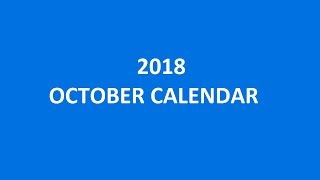 2018 October Calendar Printable Templates Holidays Excel PDF [upl. by Yarehs]