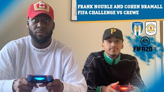 Frank Nouble and Cohen Bramall challenge Crewe players at FIFA 20 [upl. by Cirle]