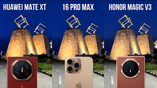 Huawei Mate XT Ultimate Vs iPhone 16 Pro Max Honor Magic V3 Camera Test Comparison Triple Fold Phone [upl. by Krueger]