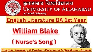 William Blake  Nurses Song Full Summary  BA 1st Year  Allahabad University [upl. by Pyszka]