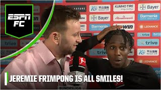 Jeremie Frimpong’s JUBILANT INTERVIEW after Leverkusen make history  ESPN FC [upl. by Haikezeh]