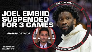 Joel Embiid suspended for 3 games after shoving media member  SportsCenter [upl. by Anwahsal]