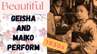 Beautiful Geisha and Maiko Perform in a Japan Travelogue 1930s [upl. by Melburn]