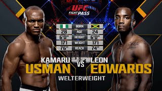 Kamaru Usman vs Leon Edwards 1  Full Fight Highlights [upl. by Gardell]