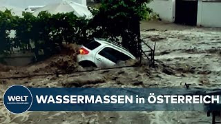 ÖSTERREICH Alarmbereitschaft Salzach steigt in Hallein über Ufer  Wassermassen im Salzburger Land [upl. by Nasia]