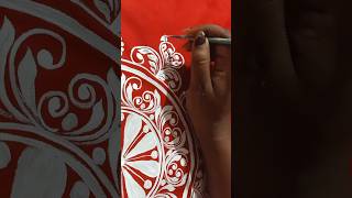 backdrop Painting 🖌️❤️ Alpona Design On Cloth Backdrop Decoration shorts alpona kolkaart viral [upl. by Akeme774]