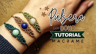 🔮 Pulsera de Macrame FÁCIL con PIEDRA NATURAL 40  DIY Easy Macrame Bracelet with Stone Tutorial [upl. by Heilman]