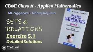 CBSE Class 11 Applied Mathematics  ML Aggarwal  Exercise 51  Sets amp Relations [upl. by Atterbury]