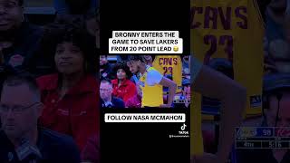 BRONNY ENTERS TO SAVE LAKERS DOWN 20 POINT 😂 nbabasketball nba basketball lebron james bronny [upl. by Ardnuaed]