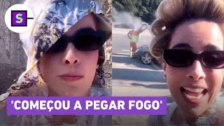 Carro de Wanessa Camargo pega fogo na estrada Assustada com a situação [upl. by Euqinaj]