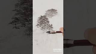 Creating Mountain Peaks with Moss Like Brushwork Landscape Painting [upl. by Noret]