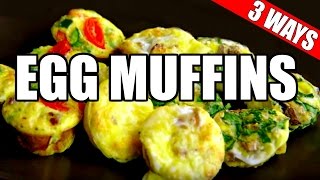 MINI EGG MUFFINS RECIPE 3 WAYS Healthy Paleo Bacon  Quick amp Easy Egg Muffin Cups Recipe [upl. by Anniahs]