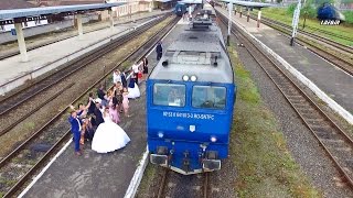 Drone Mireasa Mire amp TrenuriBride Groom amp Trains in Gara Oradea Station  10 June 2016 [upl. by Modeerf542]