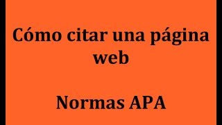 Citar páginas web en APA en 10 segundos [upl. by Khano362]