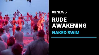 Thousands brave morning freeze to bare all at Dark Mofo nude swim  ABC News [upl. by Fidelia888]