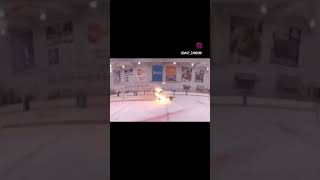 Zamboni Caught On Fire Melting Ice in Hockey Rink [upl. by Eniahpets]