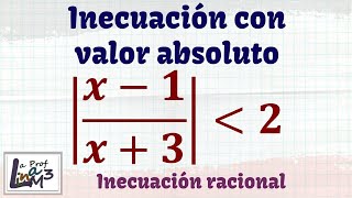 Inecuación racional con valor absoluto  Ejercicio 2  La Prof Lina M3 [upl. by Staal]