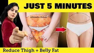 Just 5 Minutes BELLY FAT amp THIGH Workout For Quick Weight Loss At Home  Easy Standing Exercise [upl. by Abih544]