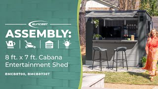 Suncast 8 ft x 7 ft Cabana Entertainment Shed Assembly Video [upl. by Franzoni215]