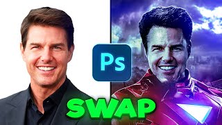 FASTEST Face Swap Method in Photoshop STEP BY STEP [upl. by Aicelf342]