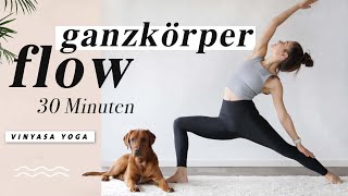 Yoga Ganzkörper Flow für Kraft Energie und Beweglichkeit  30 Minuten  macht happy amp wach [upl. by Ahsykal986]