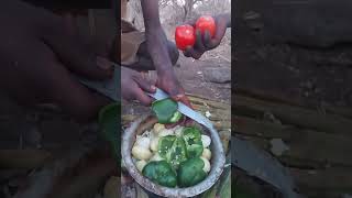 See how the bushmen change their meal insteady of meat 🤝🔥 [upl. by Akinajnat229]