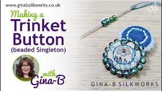 Making a Trinket beaded button  How to make a Dorset singleton fabric ring button  Easy button [upl. by Reinold]