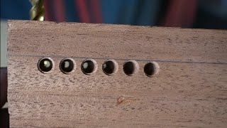 How to drill straight string through ferrule holes on a guitar [upl. by Lennej]